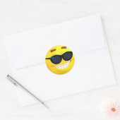 Sticker Rond Effet 3D heureux Emoji avec lunettes de soleil (Enveloppe)