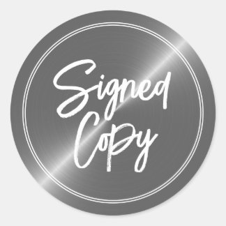 Sticker Rond Effet Argent, signature du livre "Signed Copy" de