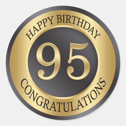 Sticker Rond Effet d'or 95e anniversaire (Devant)