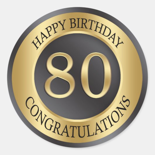 Sticker Rond Effet doré 80e anniversaire (Devant)