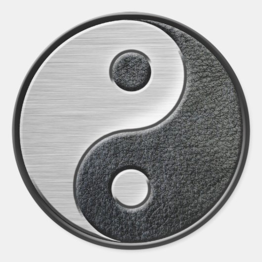 Sticker Rond Effet en cuir et acier Yin Yang Graphic (Devant)