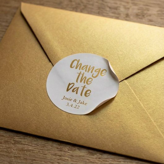 Sticker Rond Effet or et noir "Modifier la date"