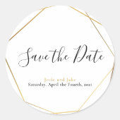 Sticker Rond Effet or géométrique enregistrer la date (Devant)