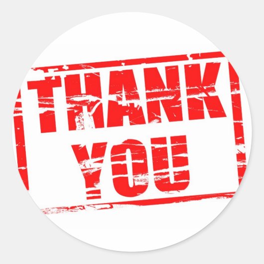 Sticker Rond effet tampon en caoutchouc rouge Merci (Devant)