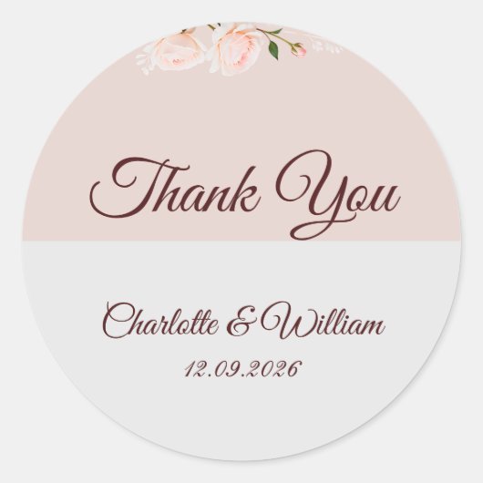 Sticker Rond Effets doux violets et gris avec fleur (Devant)