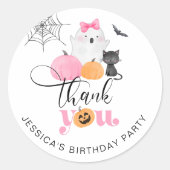 Sticker Rond Éffrayant anniversaire d'Halloween merci (Devant)