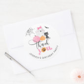Sticker Rond Éffrayant anniversaire d'Halloween merci (Enveloppe)