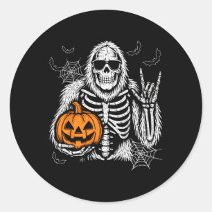 Sticker Rond Éffrayant Bigfoot Jack-o'-lantern Skeleton Hallowe
