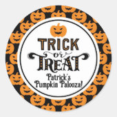 Sticker Rond Éffrayant Black Orange Citrouille Garçon Halloween (Devant)