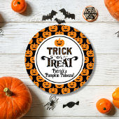 Sticker Rond Éffrayant Black Orange Citrouille Garçon Halloween