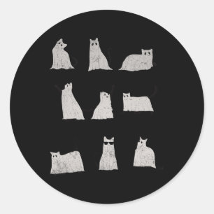 Sticker Rond Effrayant Boo mignon Fantôme Chat Kitty Halloween