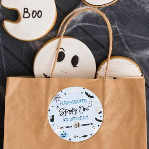 Sticker Rond ÉFFRAYANT ! Boys Halloween 1er fête d'anniversaire