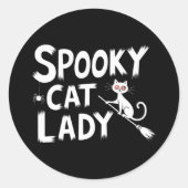Sticker Rond Éffrayant Chat Maman Éffrayante Chat Dame Hallowee (Devant)