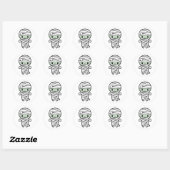 Sticker Rond Éffrayant Cute Kawaii Zombie Mummy Halloween (Feuille)