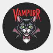Sticker Rond Éffrayant Dapper Vampurr Vampire Chat Halloween (Devant)