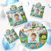 Sticker Rond Éffrayant Dino Anniversaire Bash Custom Photo Part