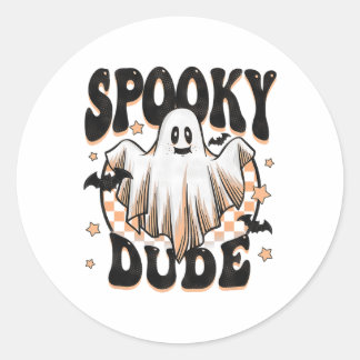 Sticker Rond Éffrayant Duo Super Fantôme Halloween Costume Enfa