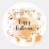 Sticker Rond Éffrayant fantôme Halloween fête aquarelle (Devant)