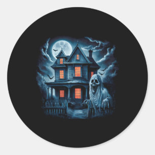 Sticker Rond Éffrayant Fantôme House Horreur noire Costume d'Ha