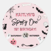 Sticker Rond ÉFFRAYANT ! Filles Halloween 1er fête d'anniversai (Devant)