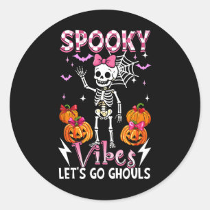 Sticker Rond Éffrayant Funny Vibes Halloween Ghouls mignon Sque