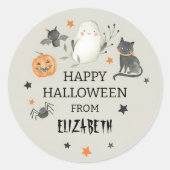 Sticker Rond Éffrayant Ghost Chat Citrouille Halloween (Devant)