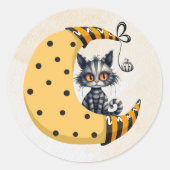 Sticker Rond Éffrayant Ghost Kitten Trick ou traitement (Devant)