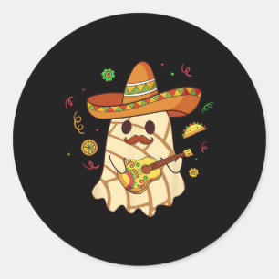 Sticker Rond Éffrayant Ghost Play Guitare Conchas Pan Dulce Hal