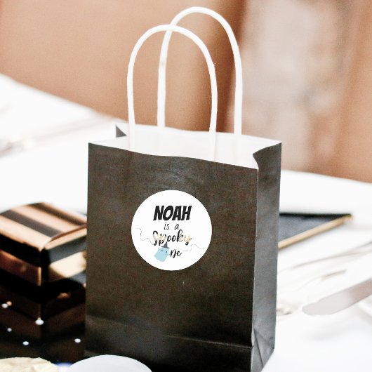 Sticker Rond Éffrayant | Halloween 1er anniversaire | Bleu mini