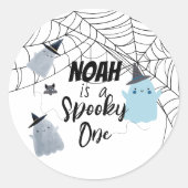 Sticker Rond Éffrayant | Halloween 1er anniversaire | Blue Ghos (Devant)