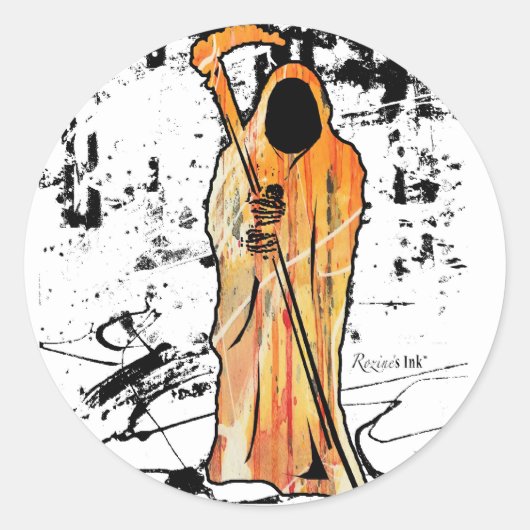 Sticker Rond Éffrayant Halloween Grim Faucheuse de la mort (Devant)