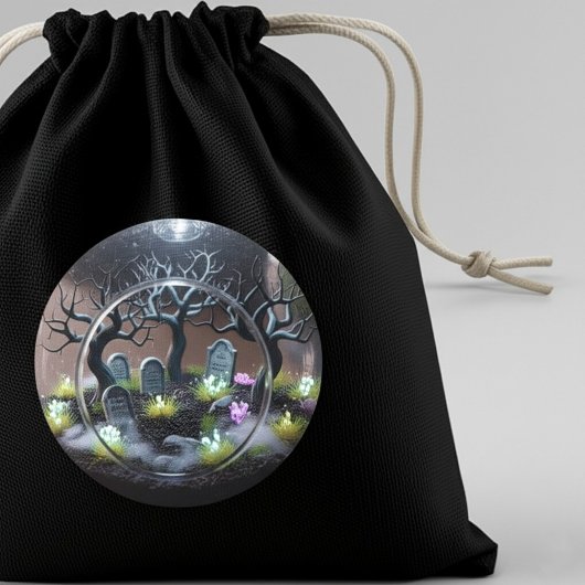 Sticker Rond Éffrayant Halloween Haunted Terrarium