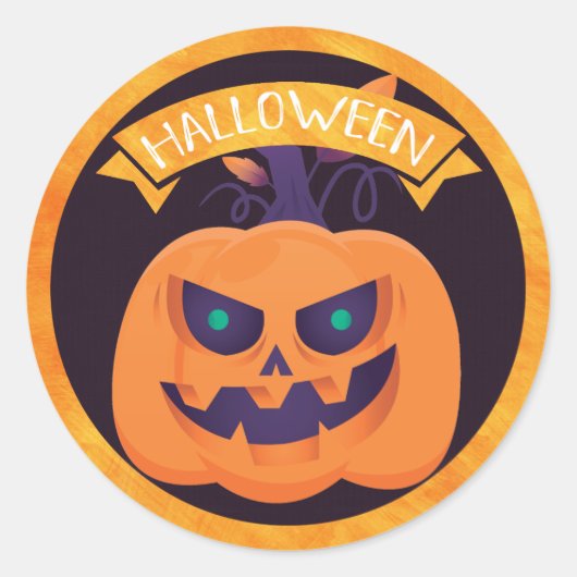 Sticker Rond Effrayant Jack O'Lantern Halloween (Devant)