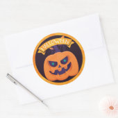 Sticker Rond Effrayant Jack O'Lantern Halloween (Enveloppe)