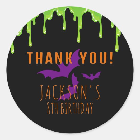 Sticker Rond Éffrayant Merci Anniversaire de enfant Halloween (Devant)