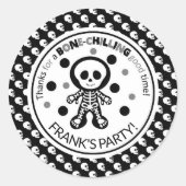 Sticker Rond Éffrayant noir blanc squelette garçon Halloween An (Devant)