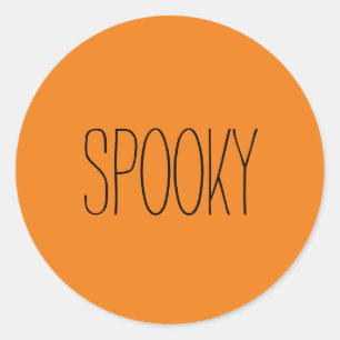 Sticker Rond Éffrayant noir orange Halloween manuscrit