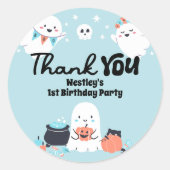 Sticker Rond Éffrayant One Ghost Boy 1ère fête d'anniversaire (Devant)