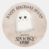 Sticker Rond Éffrayant One Kawaii Ghost Halloween Anniversaire (Devant)