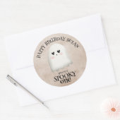 Sticker Rond Éffrayant One Kawaii Ghost Halloween Anniversaire (Enveloppe)
