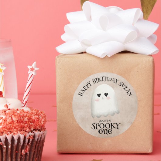 Sticker Rond Éffrayant One Kawaii Ghost Halloween Anniversaire (Fête)