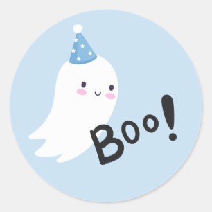 Sticker Rond Éffrayant One mignon Halloween Ghost 1er Anniversa