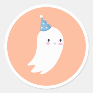 Sticker Rond Éffrayant One mignon Halloween Ghost 1er Anniversa