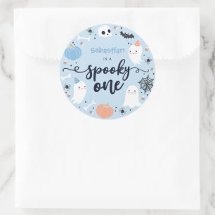 Sticker Rond Éffrayant One mignon Halloween Ghost 1er Anniversa
