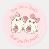 Sticker Rond Éffrayant One mignonne rose Fantôme & Bows 1er ann (Devant)