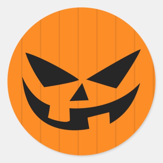 Sticker Rond Effrayant Orange Jack O'Lantern Fête d'Halloween F (Devant)