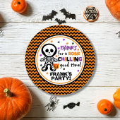 Sticker Rond Éffrayant Orange Skeleton Boy Halloween Anniversai