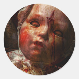 Sticker Rond Effrayant - Poupée - Il vaut mieux les laisser dor
