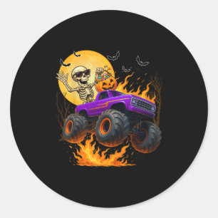 Sticker Rond Éffrayant Skeleton équitation Monster Camion Hallo