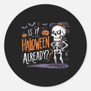 Sticker Rond Éffrayant Skeleton Ghost Est Il Halloween Déjà